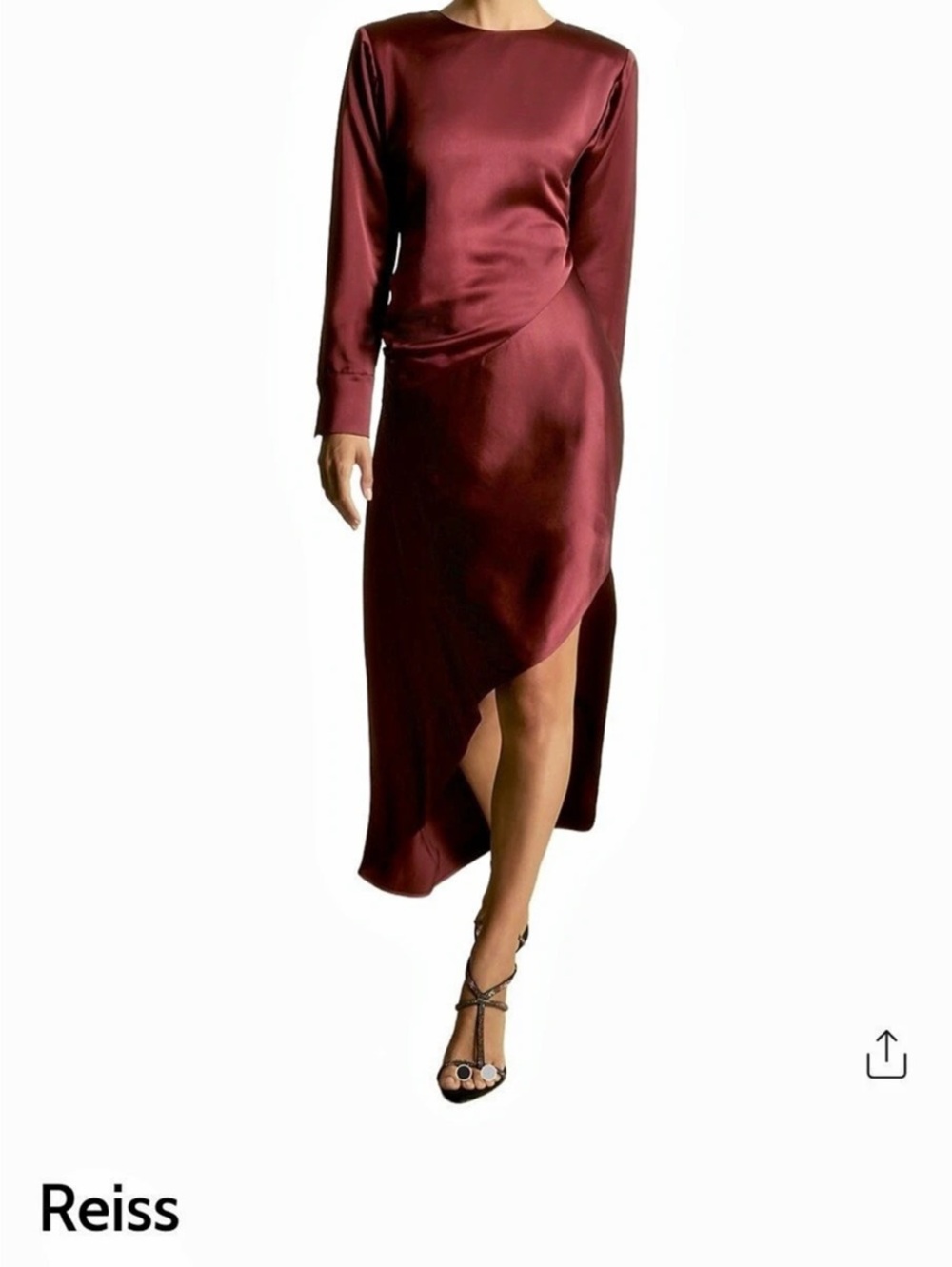 Reiss Valli Asymmetric Dress Midi in Burgundy sz 6. NWT